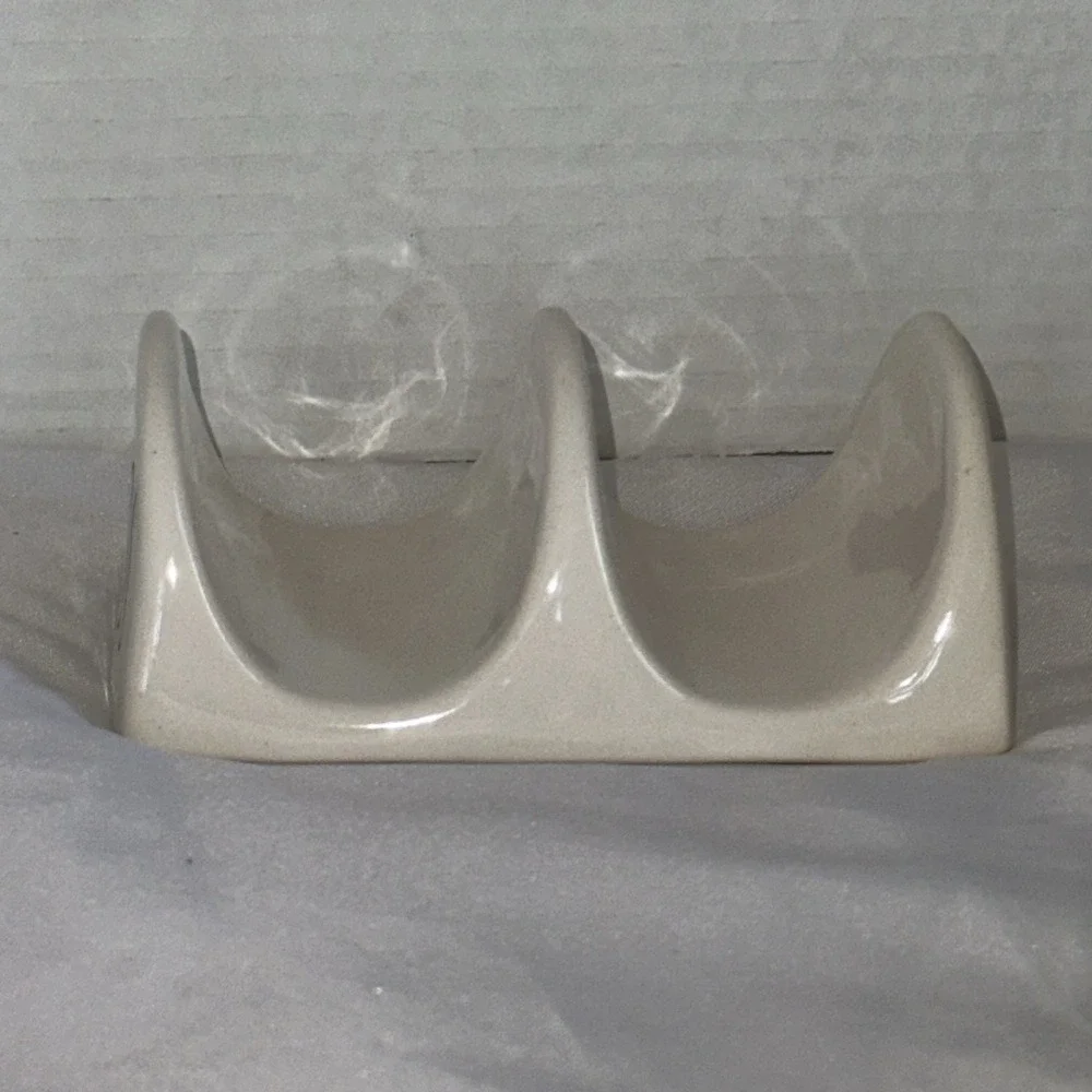 Rae Dunn Artisan Collection Tacos Ceramic Taco Holder Cream Farmhouse Magenta